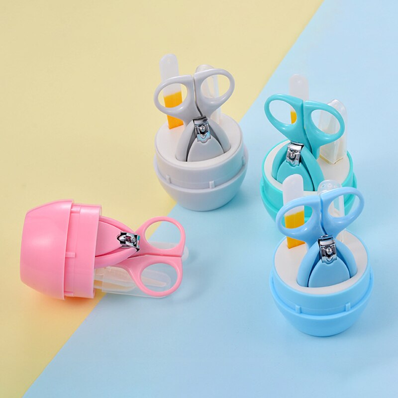 4Pcs Cartoon Baby Nail Care Set Cute Cartoon Child Scissors Infant Nail Clipper Daily Newborn Nail Shell Shear Manicure Kit