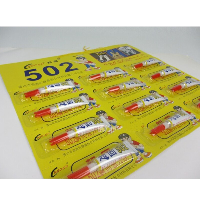 12pcs super 502 liquid glue cyanoacrylate Multifunctional adhesive strong quick dry metal wooden plastic for school office tool