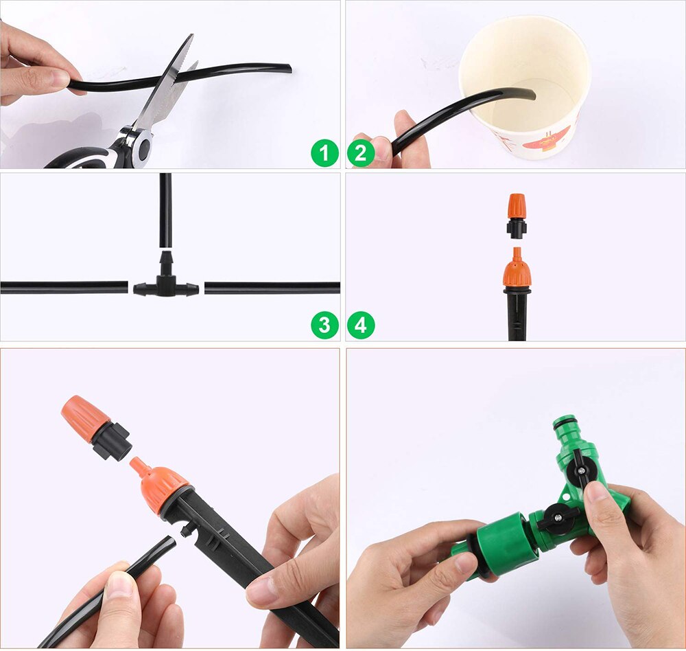 30m Automatic Micro Drip Irrigation System Garden Irrigation Spray Self Watering Kits with Adjustable Dripper