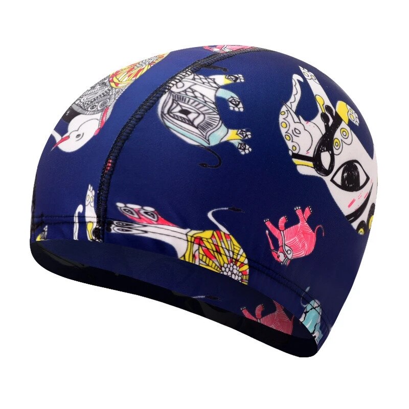 Gorro impermeable para natación para niños y bebés, gorros elásticos con estampado de dibujos animados, para deportes en la piscina, para niños de 3 a 9 años