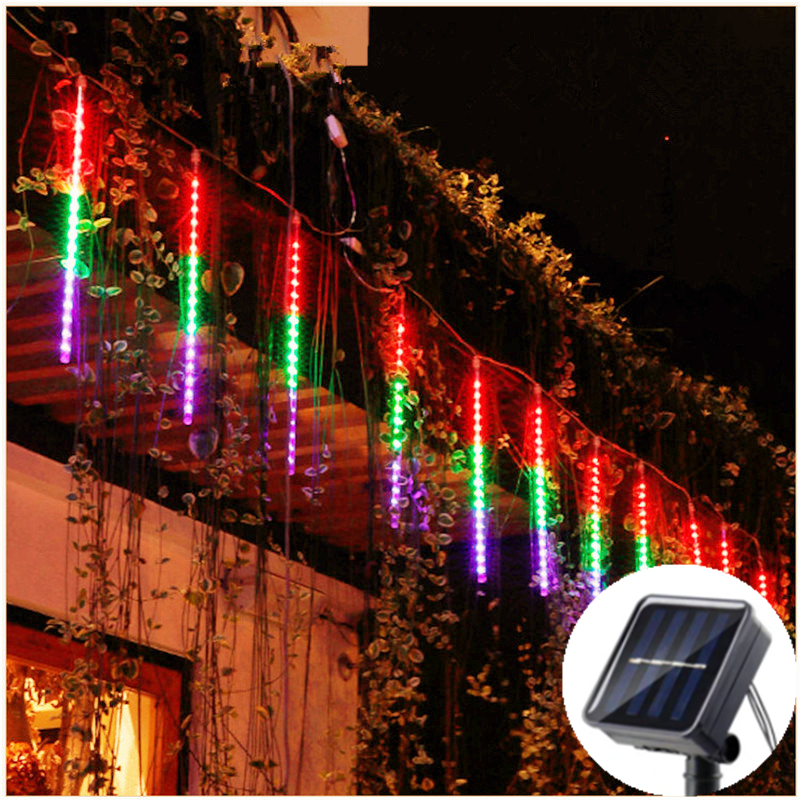 Lumière Led solaire extérieure pluie de météores lumières étanche décor de jardin guirlande de rue extérieure nouvel an décoration de noël: Bleu / 0-5W