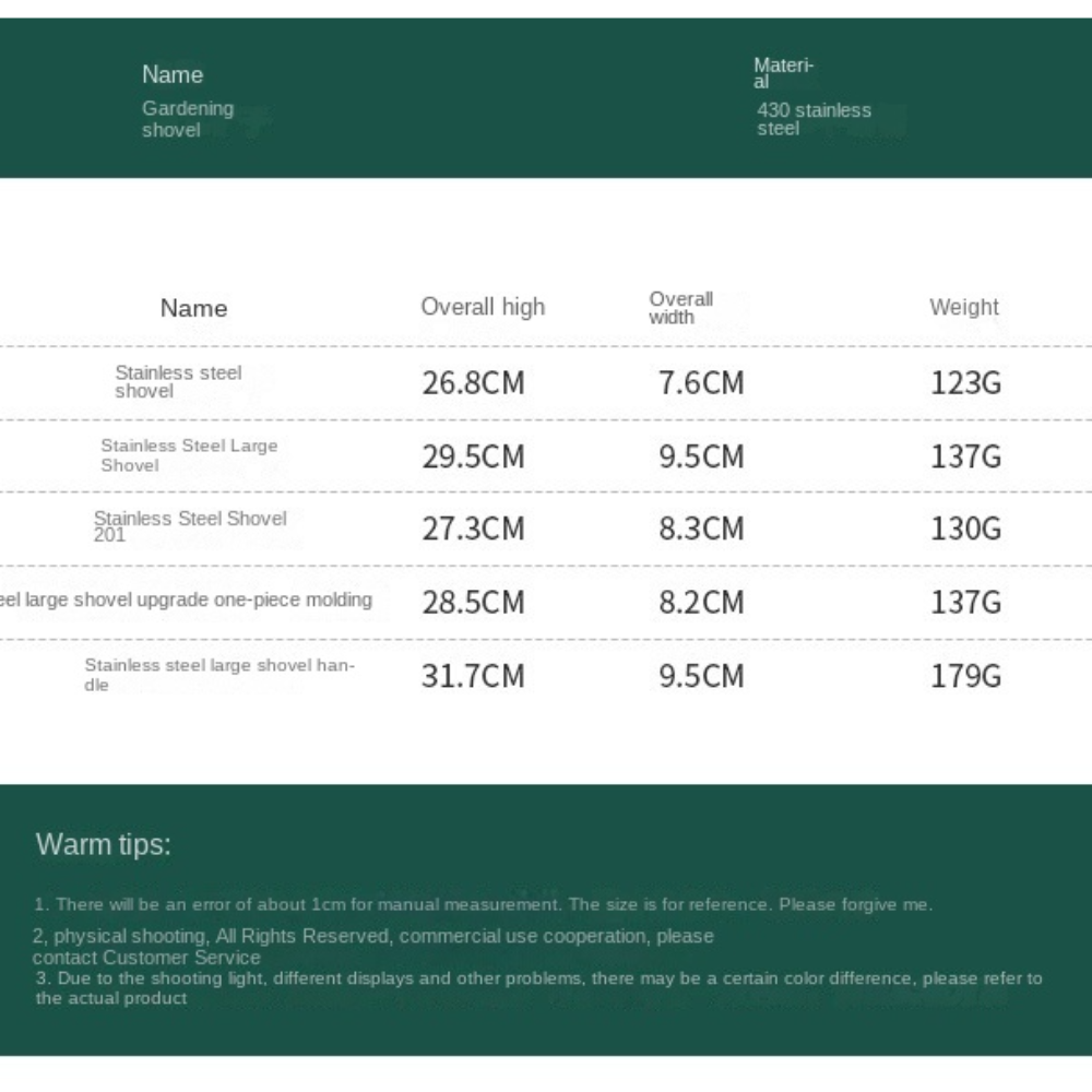 stainless steel Garden Trowel Heavy Duty Planting Gardening Hand Tools Ergonomic Grip Transplanting Garden Hand Shovel