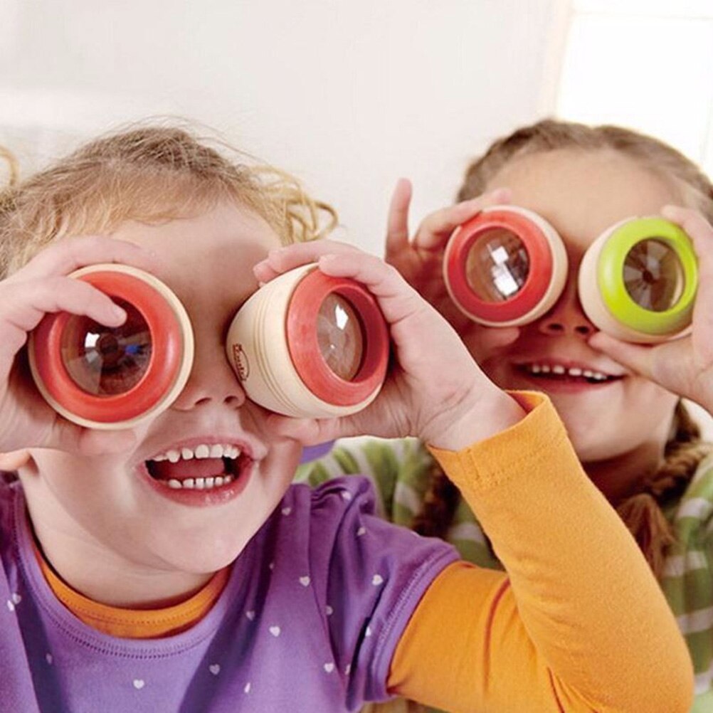 4Pcs Wooden Kaleidoscope Toys Mini Prism Bee Eye Effect Polygon Prism Children Educational Toys