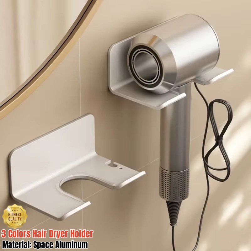 Support pour sèche-cheveux, support pour lisseur de cheveux, étagères sans clous pour salle murale, salle de bain, étagère de rangement murale pour la maison