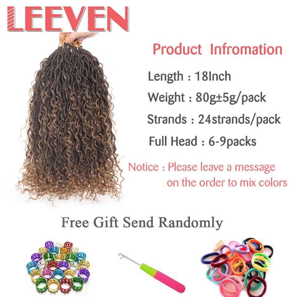 Leeven 18 pouces Faux Locs Crochet cheveux ondulés synthétique Passion torsadé tresse Crochet perruque bohème Cruly cheveux pour les femmes