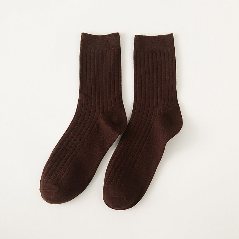 Socks for men cotton solid color crew sock Unisex male mark formelle socks spring summer man casual socks meias: Brown