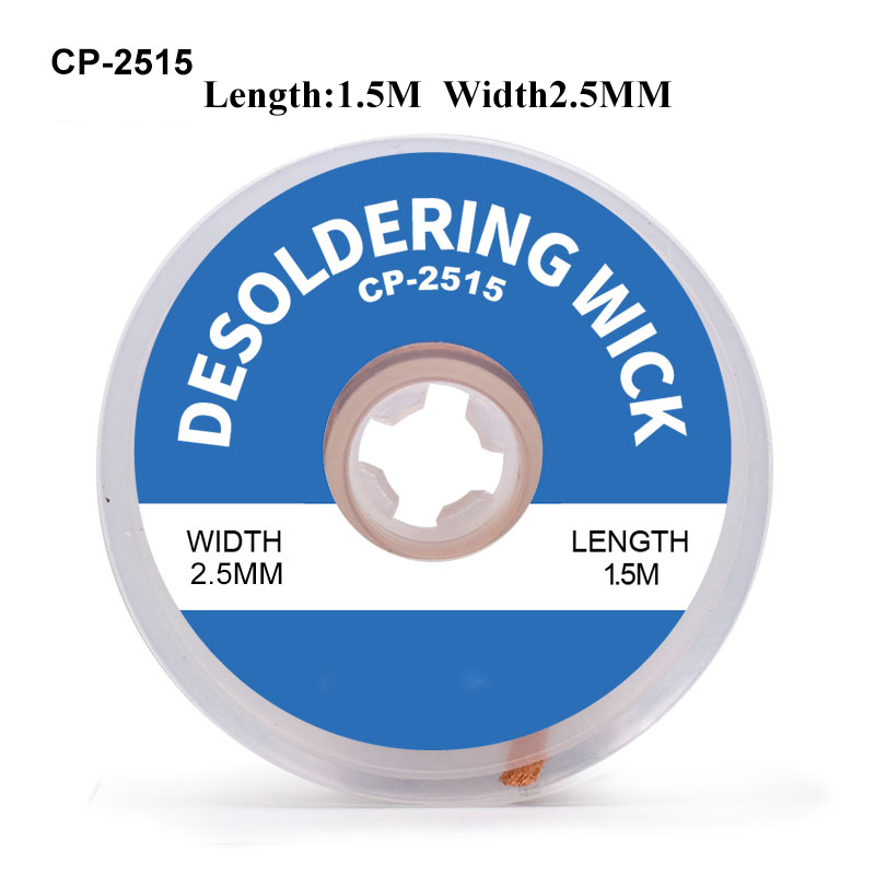 tresse à dessouder Mèche à souder sans nettoyage, fil à souder, tresse avec Flux, outil de dissolvant de tresse, ventouse de soudure: 2.5mm