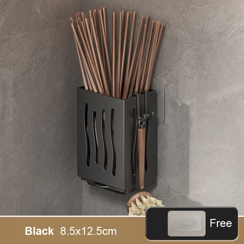 Wall Mounted Kitchen Cutlery Organizer Abs Plastic Chopsticks Spoon Holder Kitchen Utensil Drying Drain Rack Tableware Box ﻿: light green