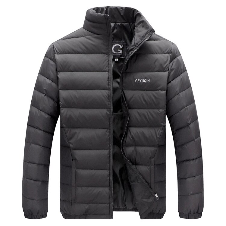 Höst vinterjacka män casual stativ krage enfärgad vit dunjacka plus storlek l -4xl hålla värmen vinterjacka män