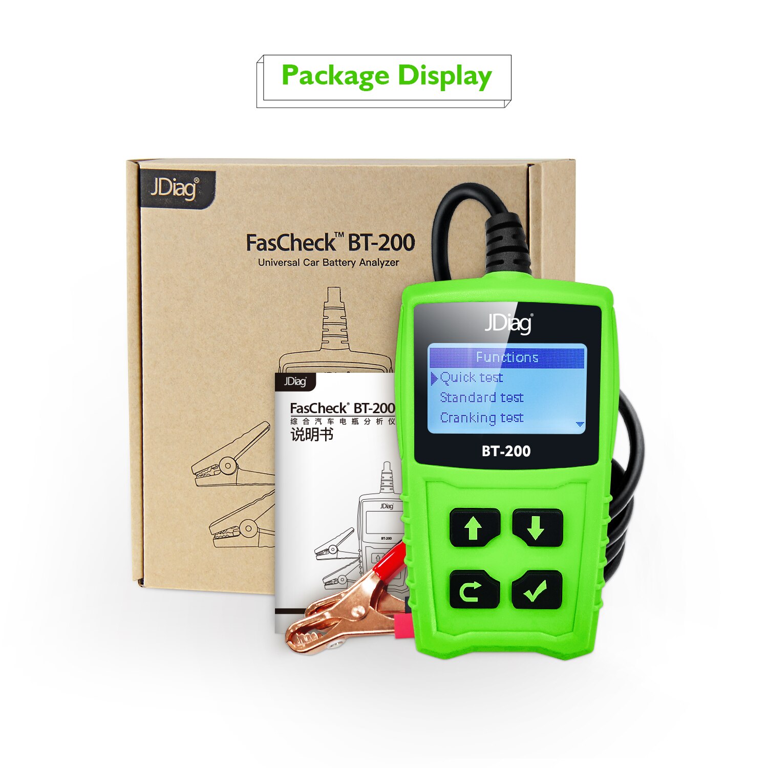 JDiag BT200 12V Car Automotive Load Battery Testers 100-2000 CCA Auto Digital Analyzer Vehicle Bad Cell Diagnostic Check Tools: Green / Italian