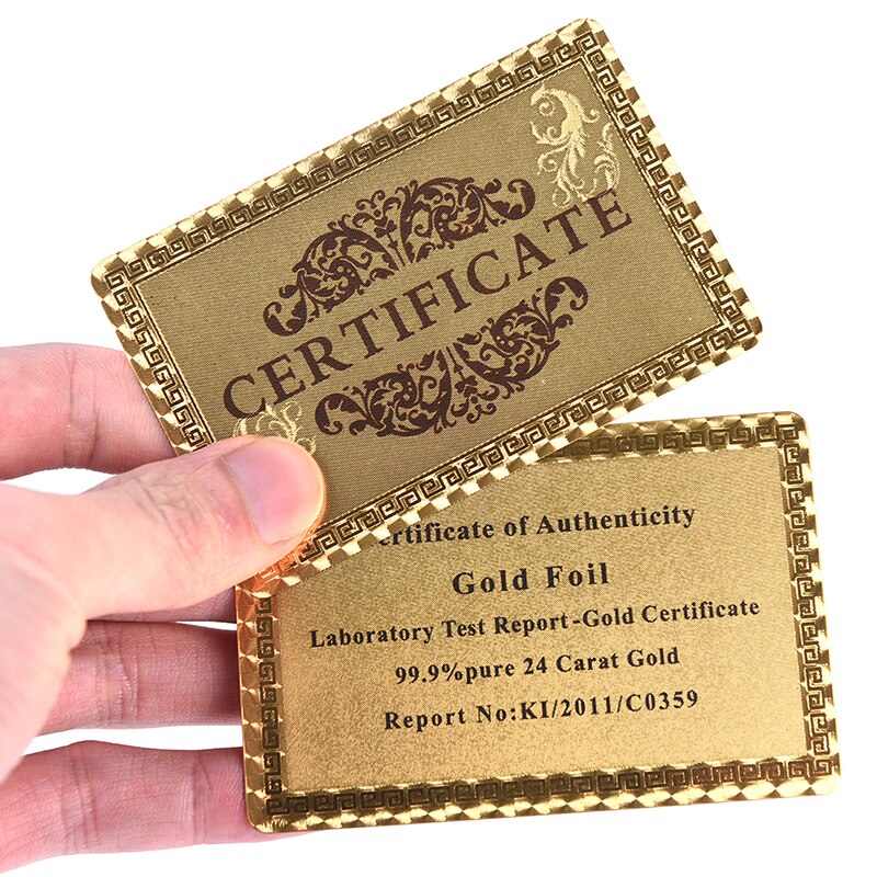 Carte de Collection en feuille d'or 24K, certificat authentique, 1 pièce, plaque signalétique pour et Collection
