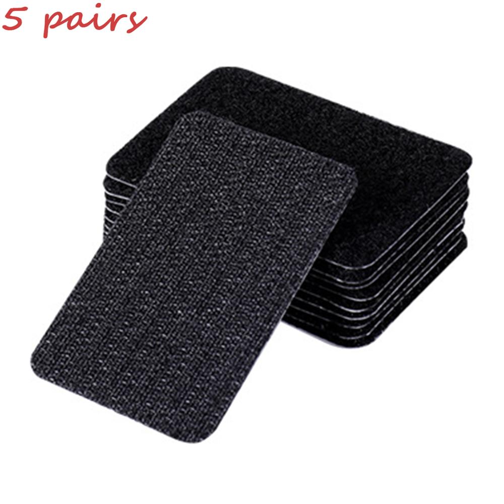 5 Pairs Anti Curling Non-slip Magic Stickers Self Adhesive Tape For Rug Gripper Fastener Sofa Carpet Sheets Secure in Place: Black
