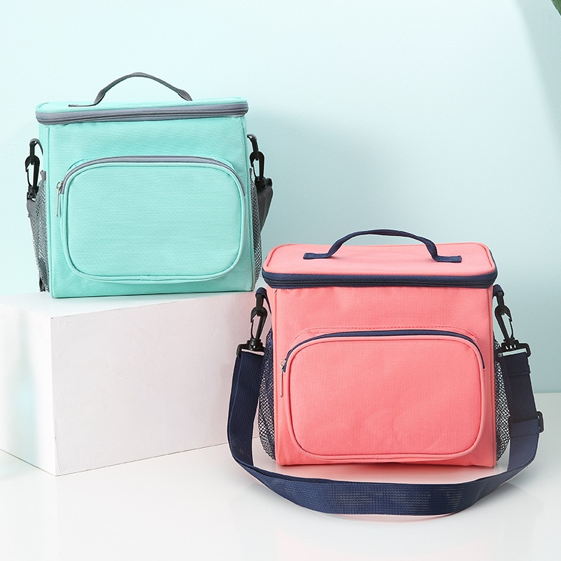 PACGOTH Simple Oxford Handbag Solid Thermal Lunch Bag For Women Men Portable Cooler Tote Shoulder Fresh Food Picnic Bag