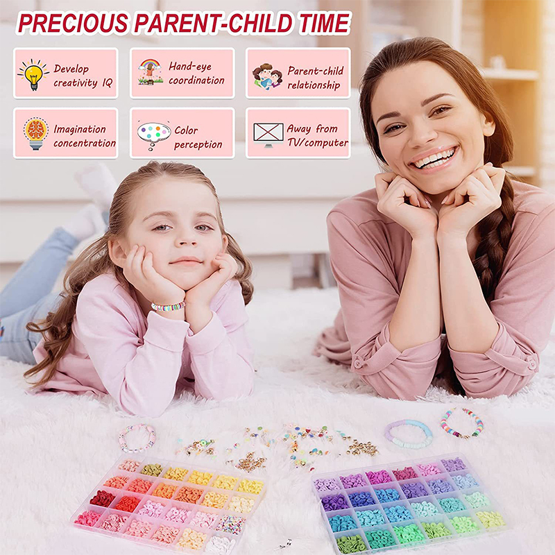 2 cajas de 24 cuentas de arcilla de Color arcoíris, Kit de fabricación de pulseras para fabricación de joyas, Kit de accesorios de cuentas de letras, suministros hechos a mano DIY