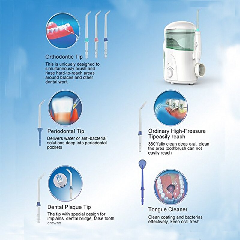 Nicefeel Water Flosser Elektrische Aanrecht Monddouche 600Ml Met 7 Tips Voor Bretels Bruggen Care Eu Plug