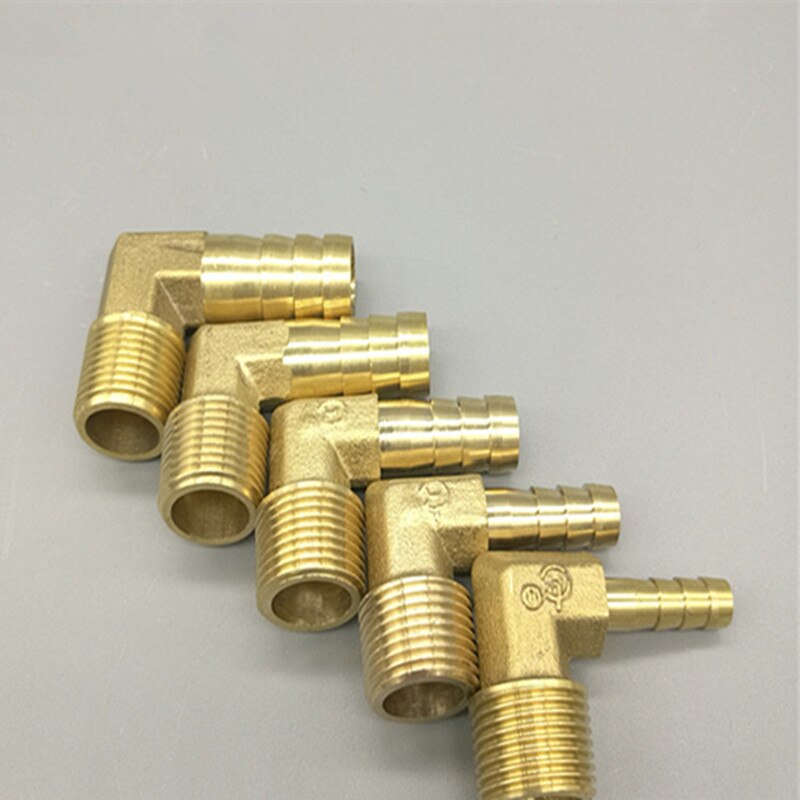 Messing Hose Barb Fitting Elleboog 6Mm 8Mm 10Mm 12Mm 16Mm 1/4 1/8 1/2 3/8 &quot;Buitendraad Prikkeldraad Koppeling Connector Joint Adapter