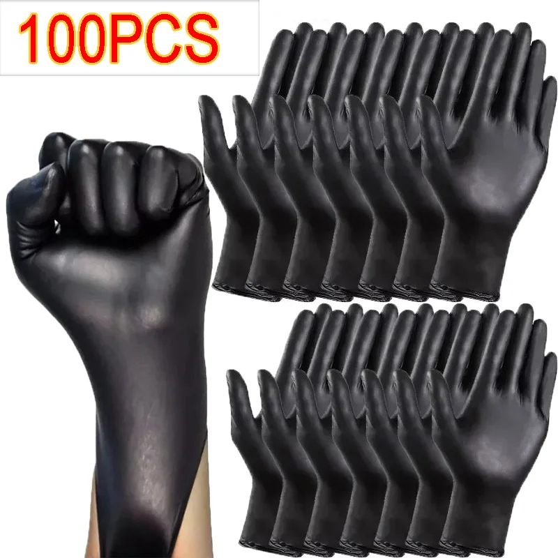 Luvas descartáveis de nitrilo preto, 50/10 peças, sem látex, à prova d'água, duráveis, adequadas para cozinha, processamento de alimentos, salão de beleza, família: M / Verde