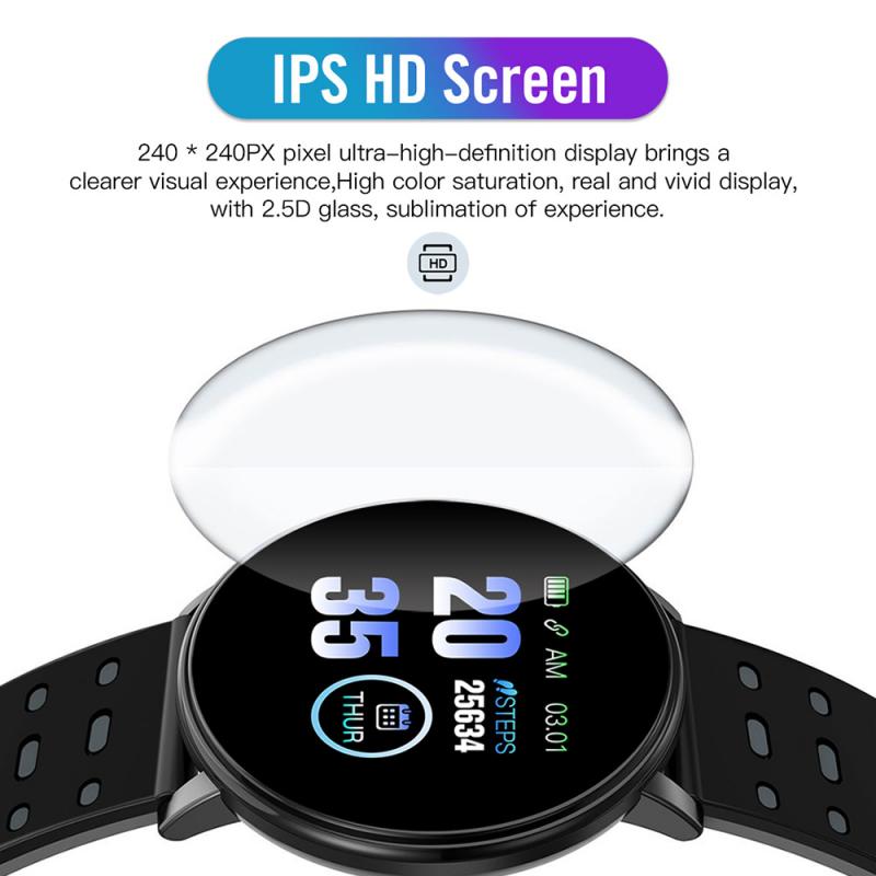 reloj inteligente Smartwatch 119Plus Round Women Watch Man Smartband Heart Rate Blood Pressure Monitor Fitness Tracker Smart Wat