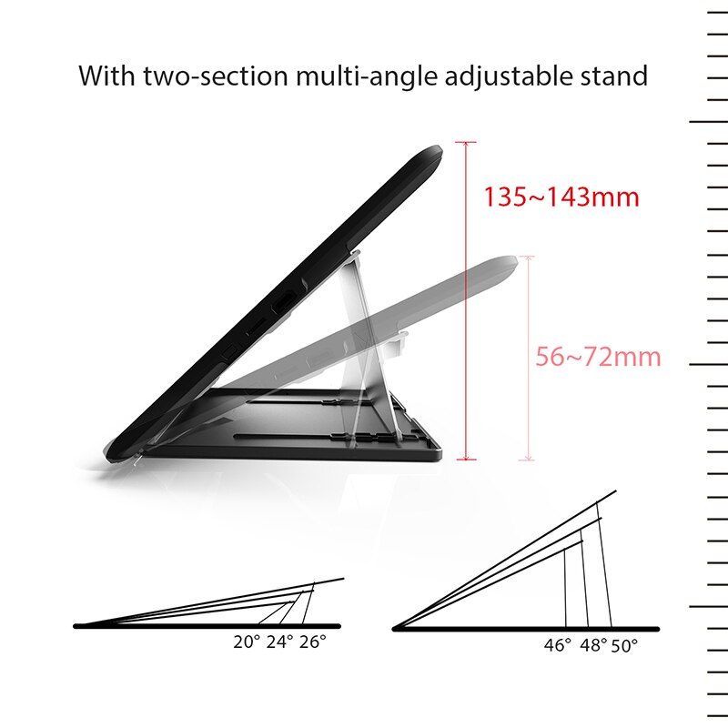 Huion-Soporte plegable ST-200 para monitor gráfico, plataforma de ángulo múltiple ajustable de metal para pantalla de 15.6 pulgadas