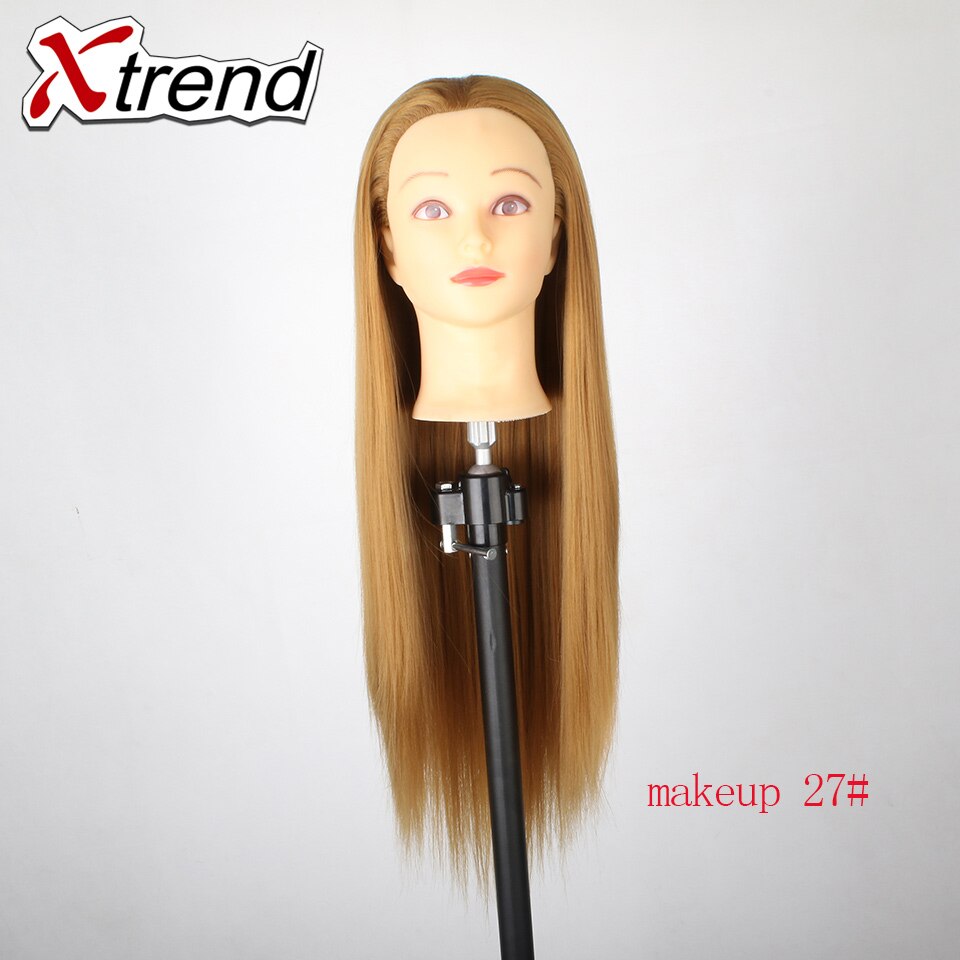 Mannequin Head - 22 Inch Training Head with Holder - Synthetic Fiber Hair for Styling Practice: 27