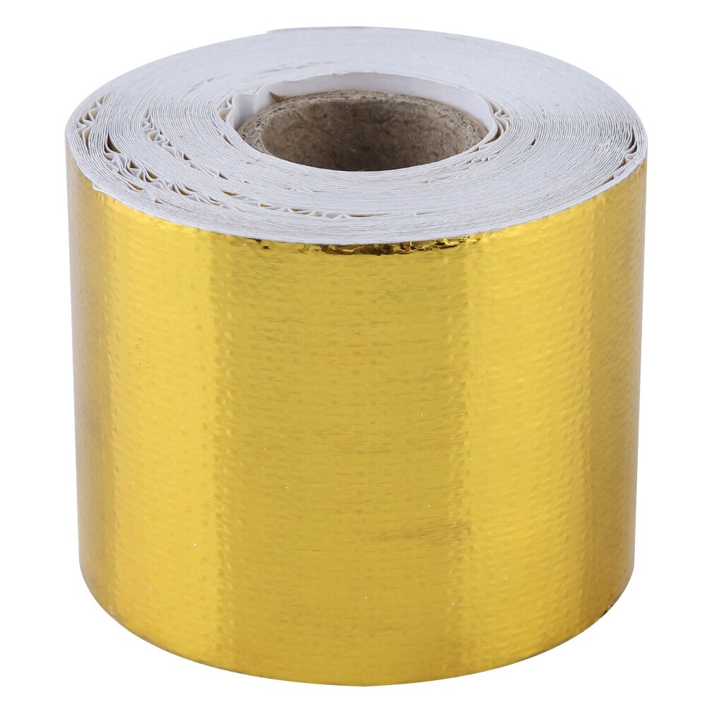 1 rull gylden 10m/9m*5cm aluminiumsfolie lim reflekterende varmebeskyttende teip til drivstoffceller motordeksel motorrom: Oransje