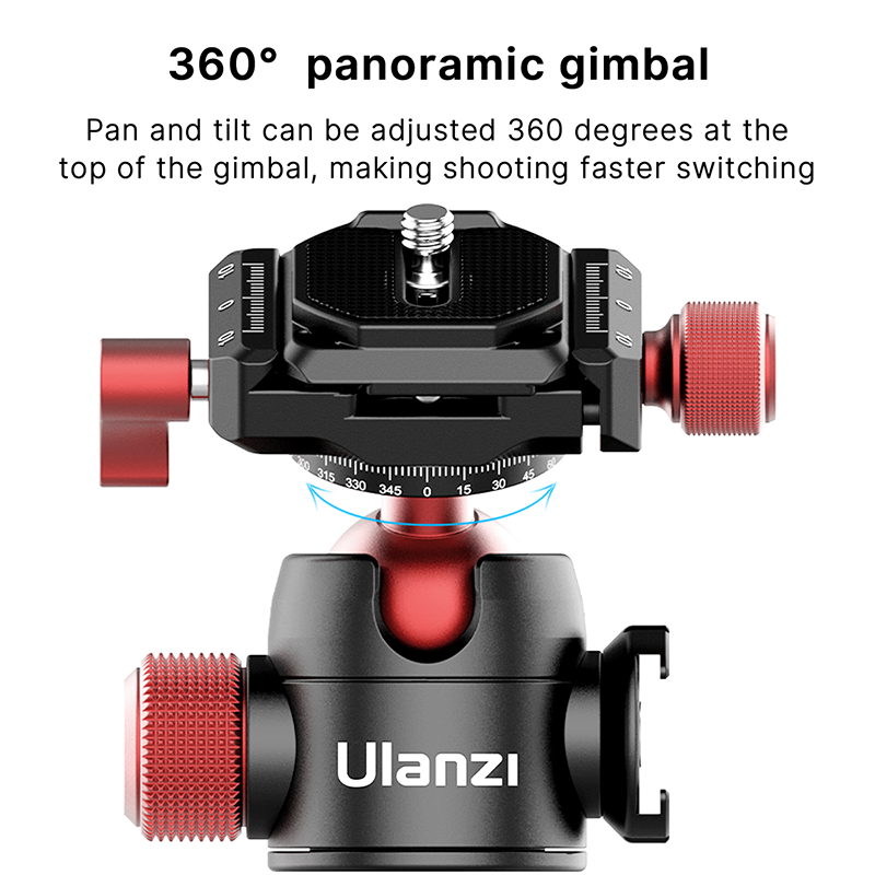 Ulanzi U-70 Tripod Ball Head Shoe Double Panoramic Head Dual Cold Shoe Tripod Ball Head Mini Cold Shoe Spherical Bracket