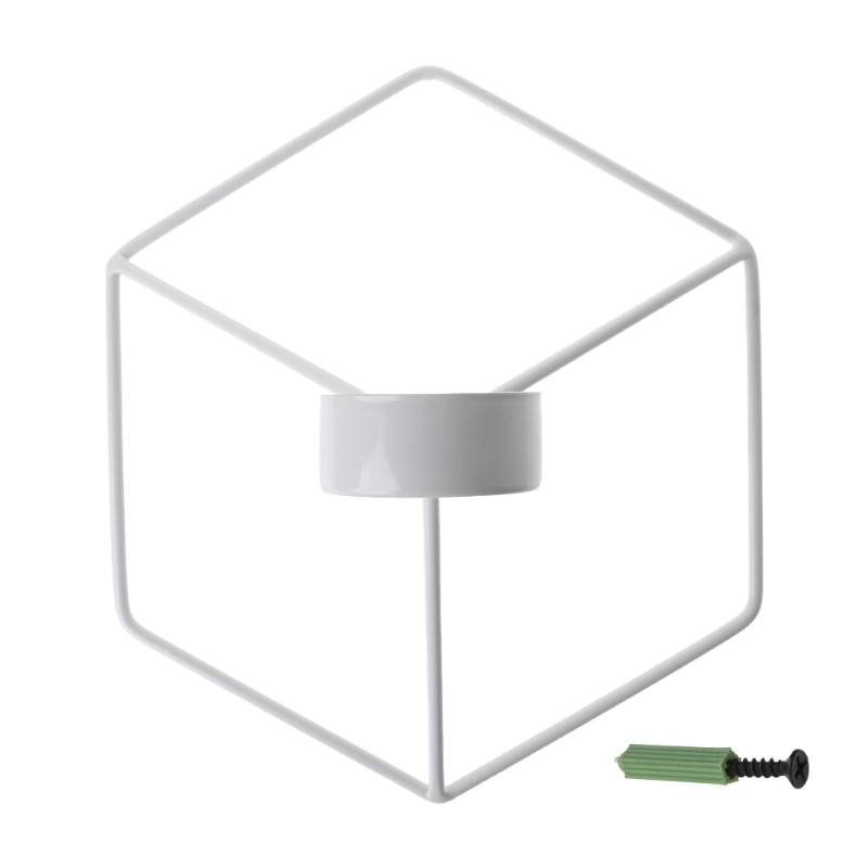 Nordisk stil 3d geometriske lysestake metalllys lysestake skanse hjem dekor: Hvit