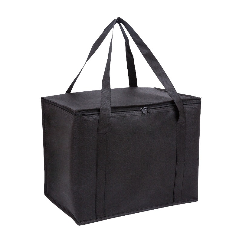 1PC Schwarz Isolierte Thermische Kühltasche Getränke Lagerung Große Gekühlte Tasche Tragbare Zip Picknick Zinn Folie Lebensmittel Panier Repas: Default Title
