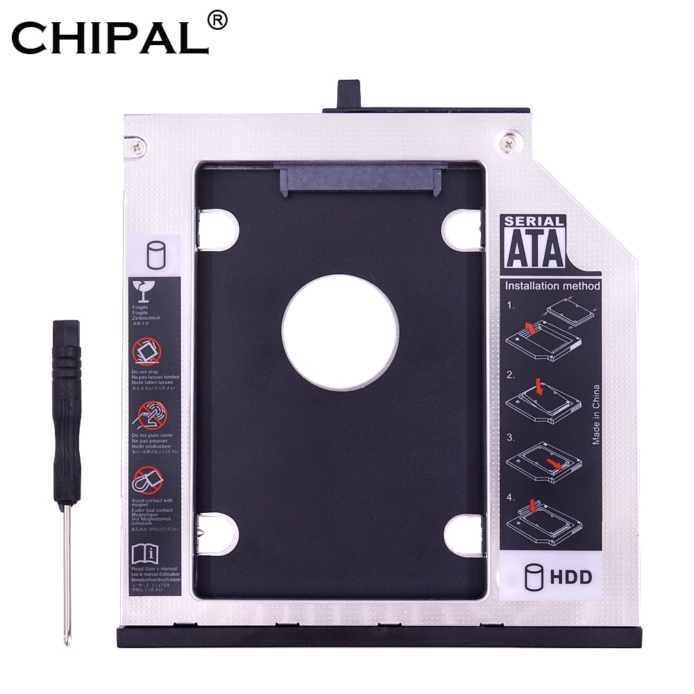 Chipal Aluminium Sata 3.0 2nd 9.5Mm Hdd Caddy Voor 2.5 "Ssd Case Hdd Behuizing Voor Lenovo Thinkpad T400 t500 W500 T410 Oneven CD-ROM