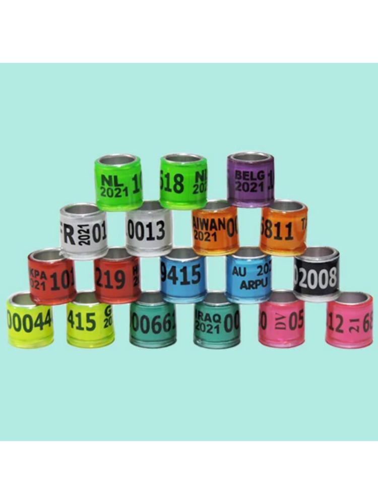 2021 nuovi 50 pezzi di fasce di colomba multicolore anello per piede di uccello specie identificano anelli di addestramento animale domestico