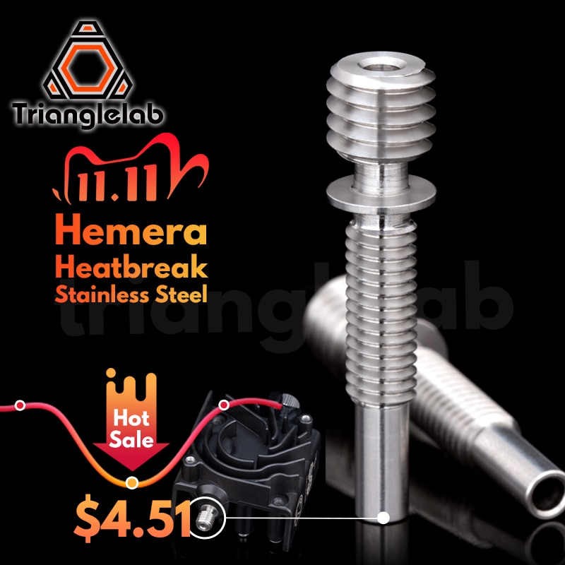 Trianglelab-rotura de calor de Hemera de acero inoxidable, para extrusora de Hemera E3D, 1,75 MM