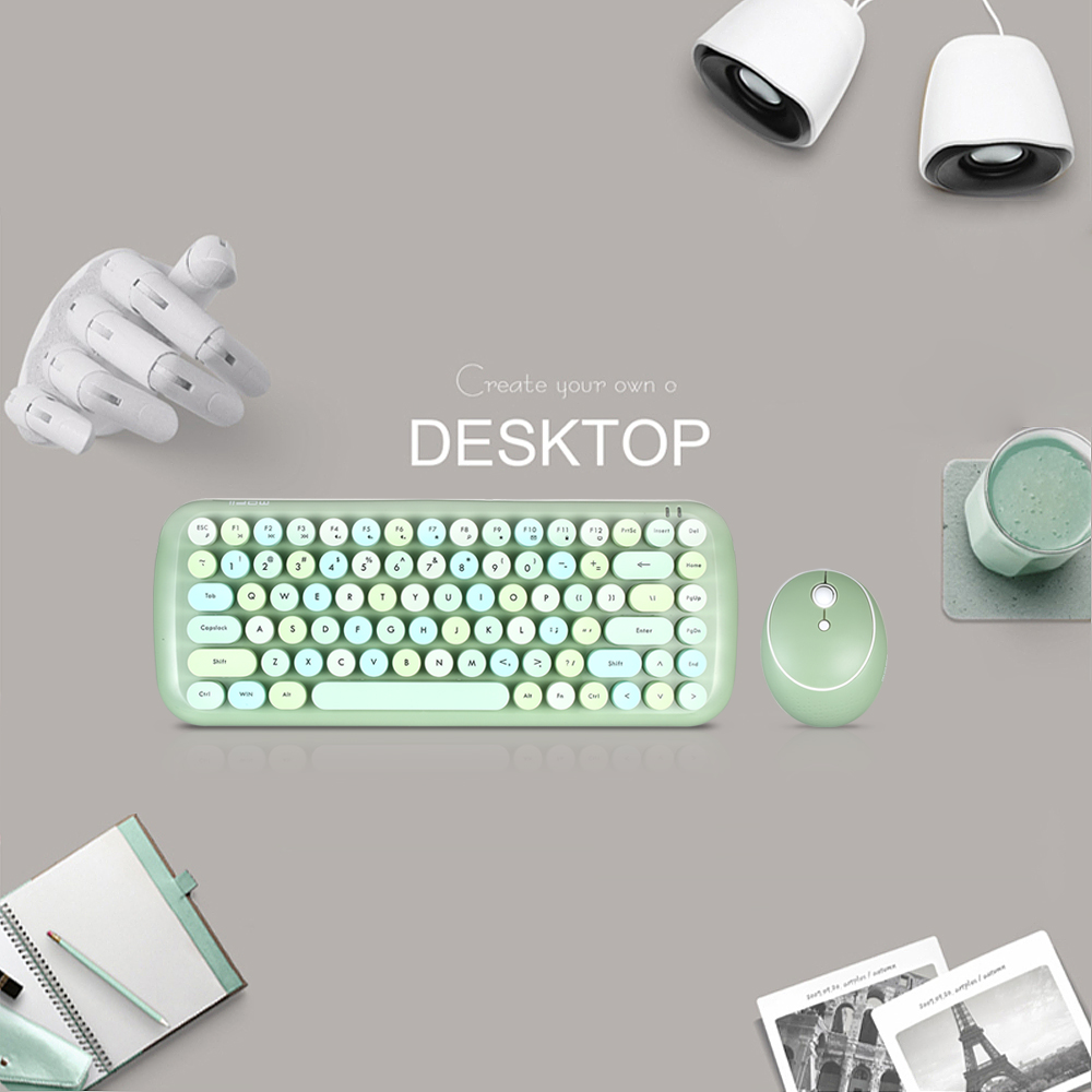 Mofii CANDY Keyboard Mouse Combo Wireless 2.4G Mixed Color 84 Key Keyboard Mouse Set with Circular Punk Key Caps