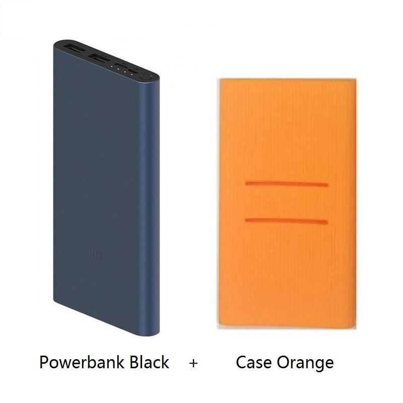 10000mAh Xiaomi Mi Power Bank 3 External Battery Bank 18W Quick Charge Powerbank 10000 with USB Type C for Mobile Phone: Black Add Orange