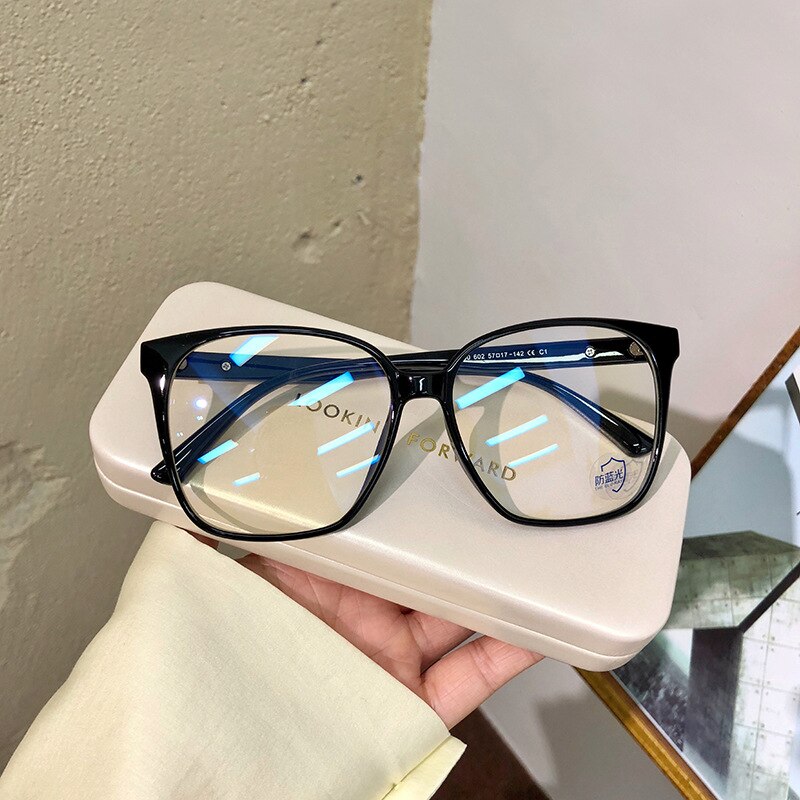 Uvlaik gennemsigtige optiske brilleramme blå lys blokerende briller fleksible vision pleje computer briller rammer: Sort