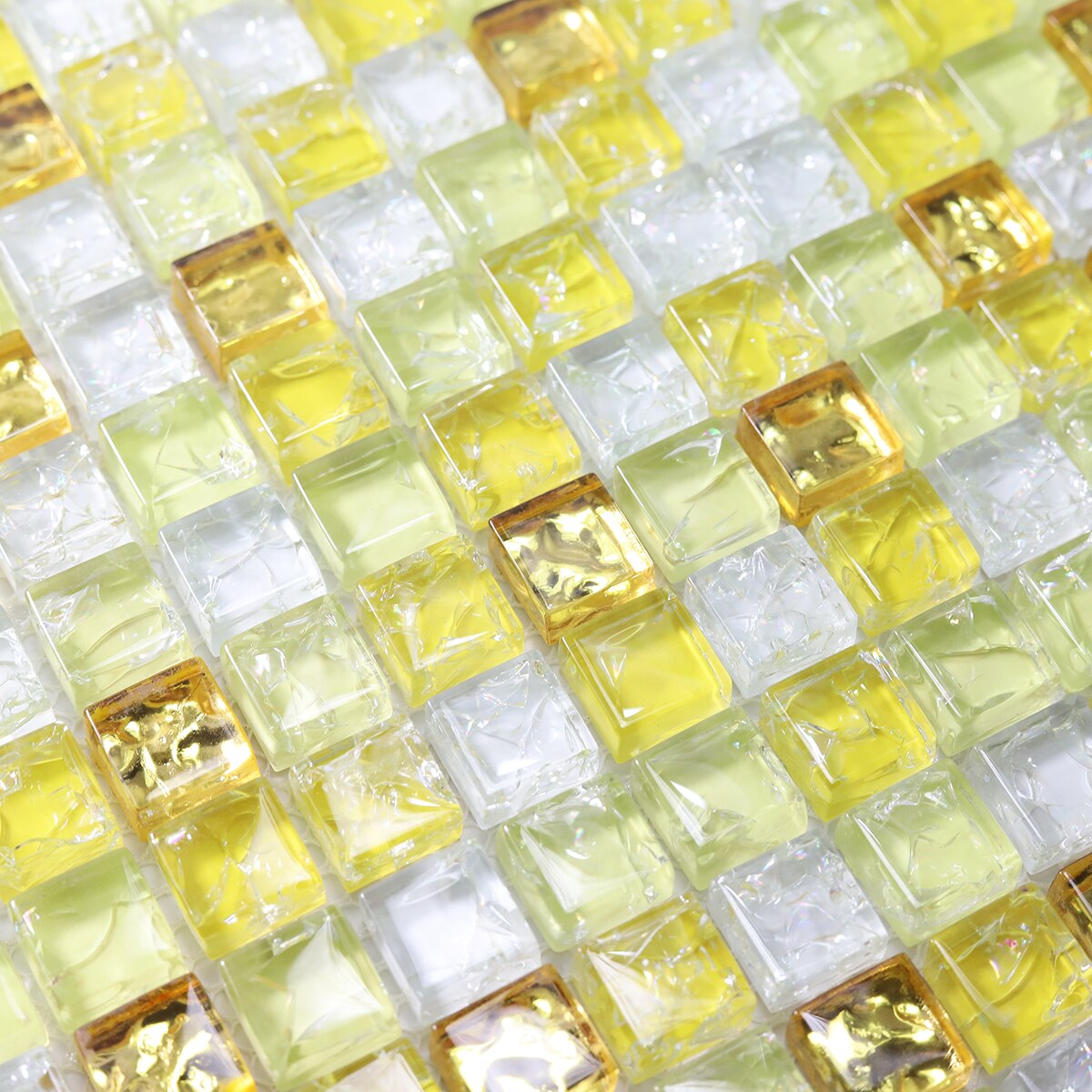 Crackle White Yellow Gold Glass Mosaic Tile Backsplash JMFGT2011 Bathroom Glass Wall Tiles
