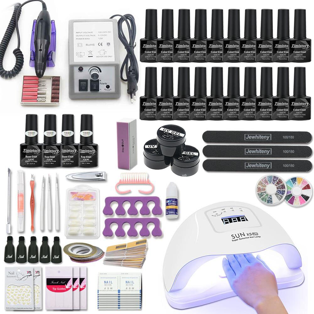 Super Maniküre Set 120W/54W Led Nagel Lampe 20000RPM Nagel bohrer Maschine Mit 50 Farbe UV gel Nagellack Acryl Kit Nail art Set: X5-2000-20