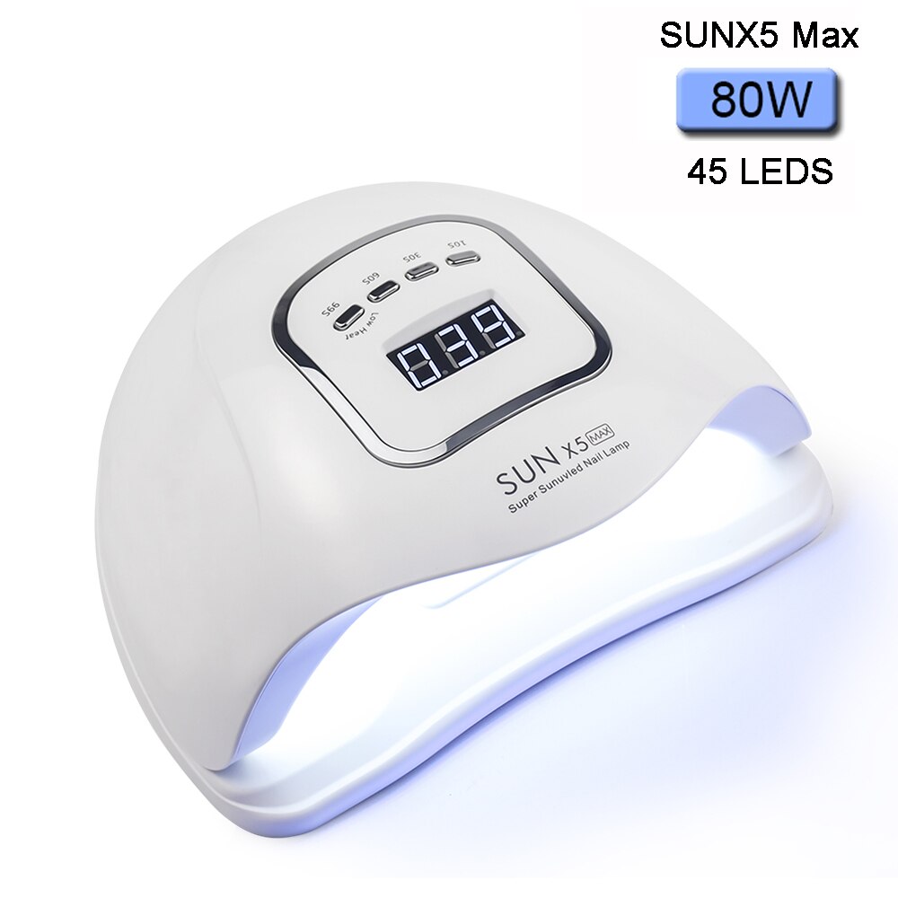 Lampe UV LED pour séchage de vernis à ongles, 120W, 57 pièces, avec capteur intelligent, affichage LCD, pour tout Gel, outil d&#39;art des ongles: 80W SUNX5 MAX