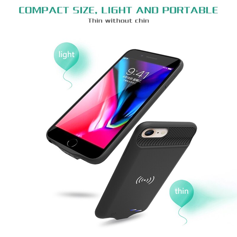 Funda de batería inalámbrica para móvil, carcasa de carga inalámbrica Qi para iPhone 6 s 6 s 7 8 Plus