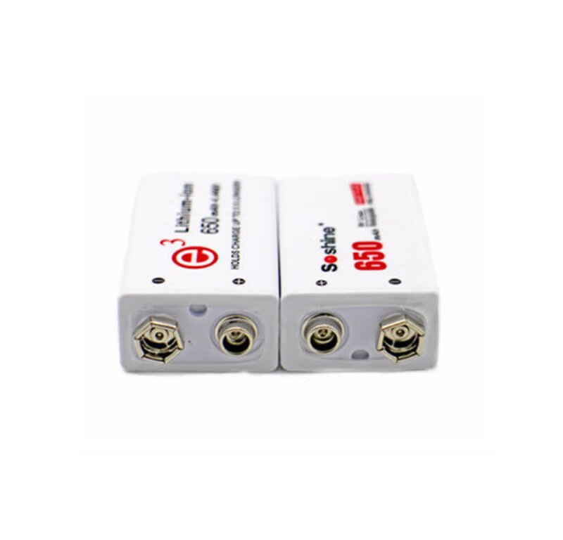 Soshine 1/2/4pcs 650mAh 9V 6F22 Li-ion Lithium Rechargeable Battery for Electronic Smoke Guitar
