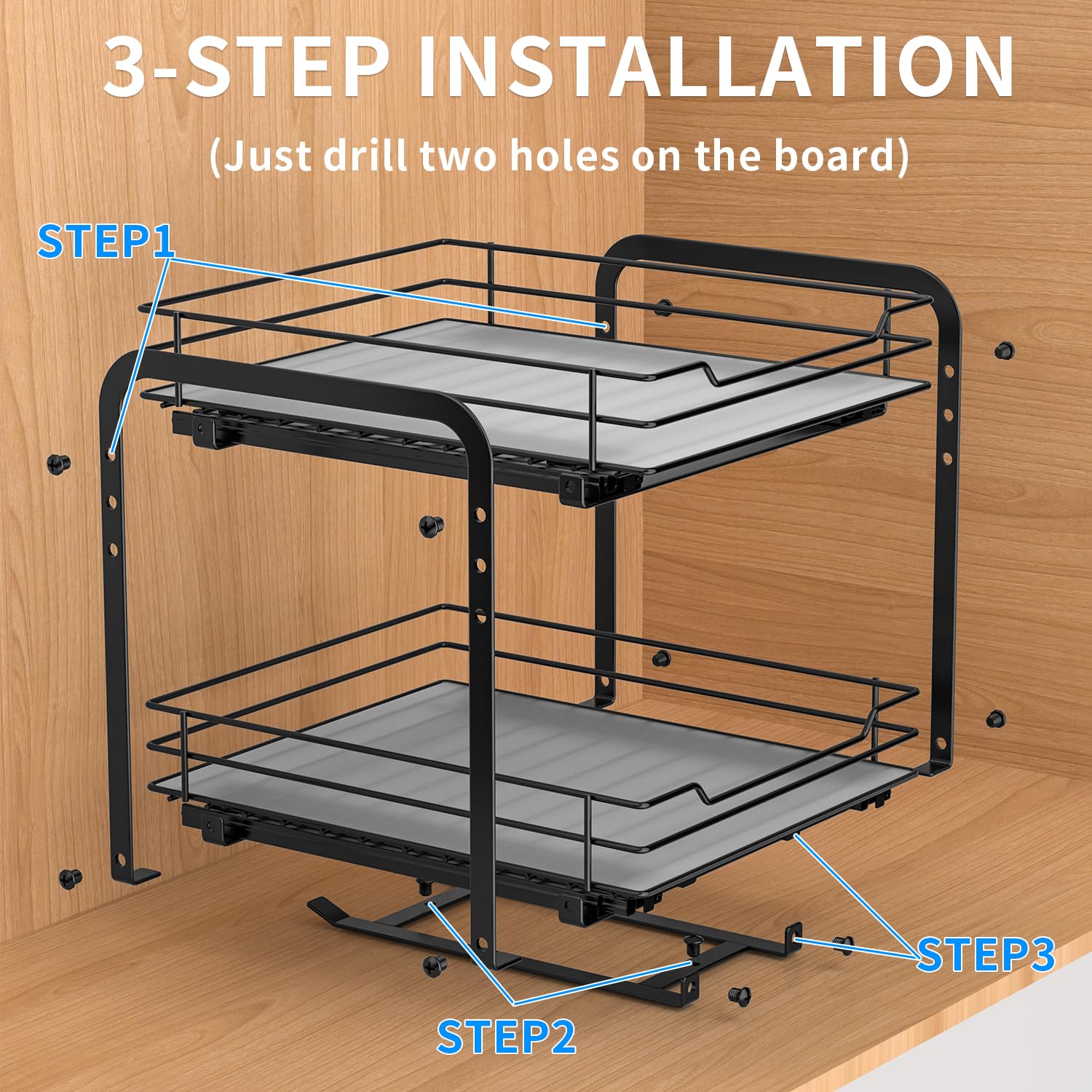 Spice Rack Organizer for Cabinet 2 Tier Pull Out S... – Vicedeal