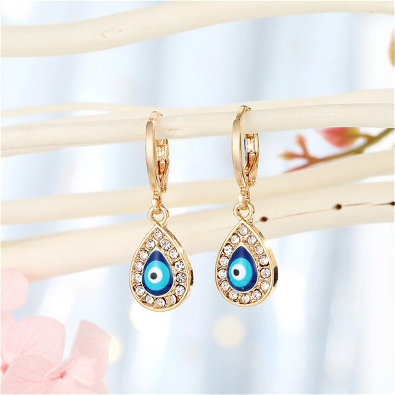 1 Paar Hart Evil Eye Hoepel Oorbellen Voor Vrouwen Sieraden Mode Eenvoudige Shiny Turkse Eye Fatima Hand Geometrische Cirkel oorbellen: Antique Bronze Plated