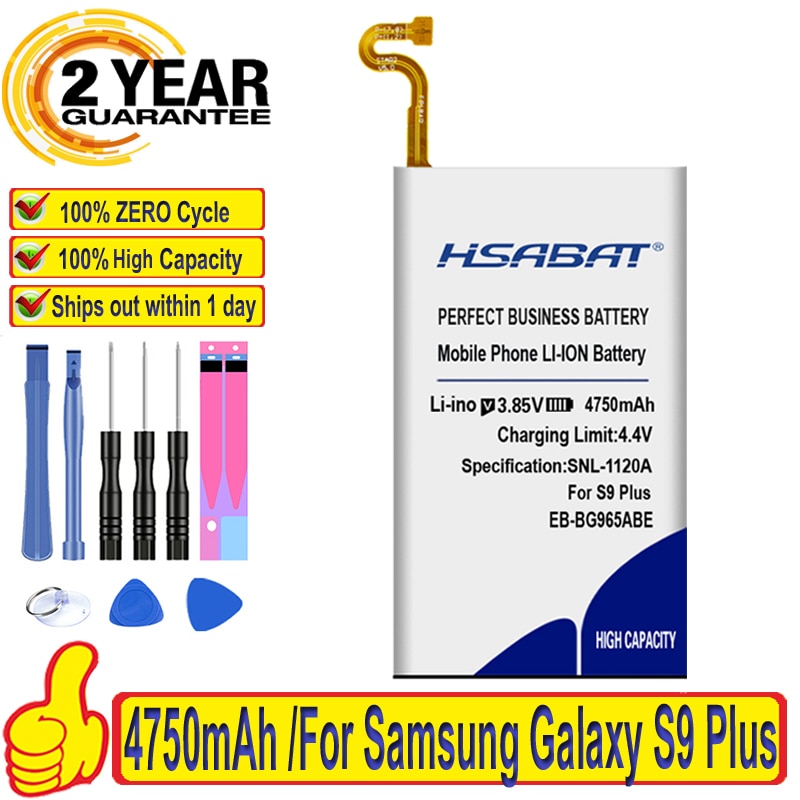 Topmærke 100% 4750 mah eb -bg965 abe batteri til samsung galaxy  s9 plus  g9650 g965 g965f g965a g965t g965s g965 r 4 g965v
