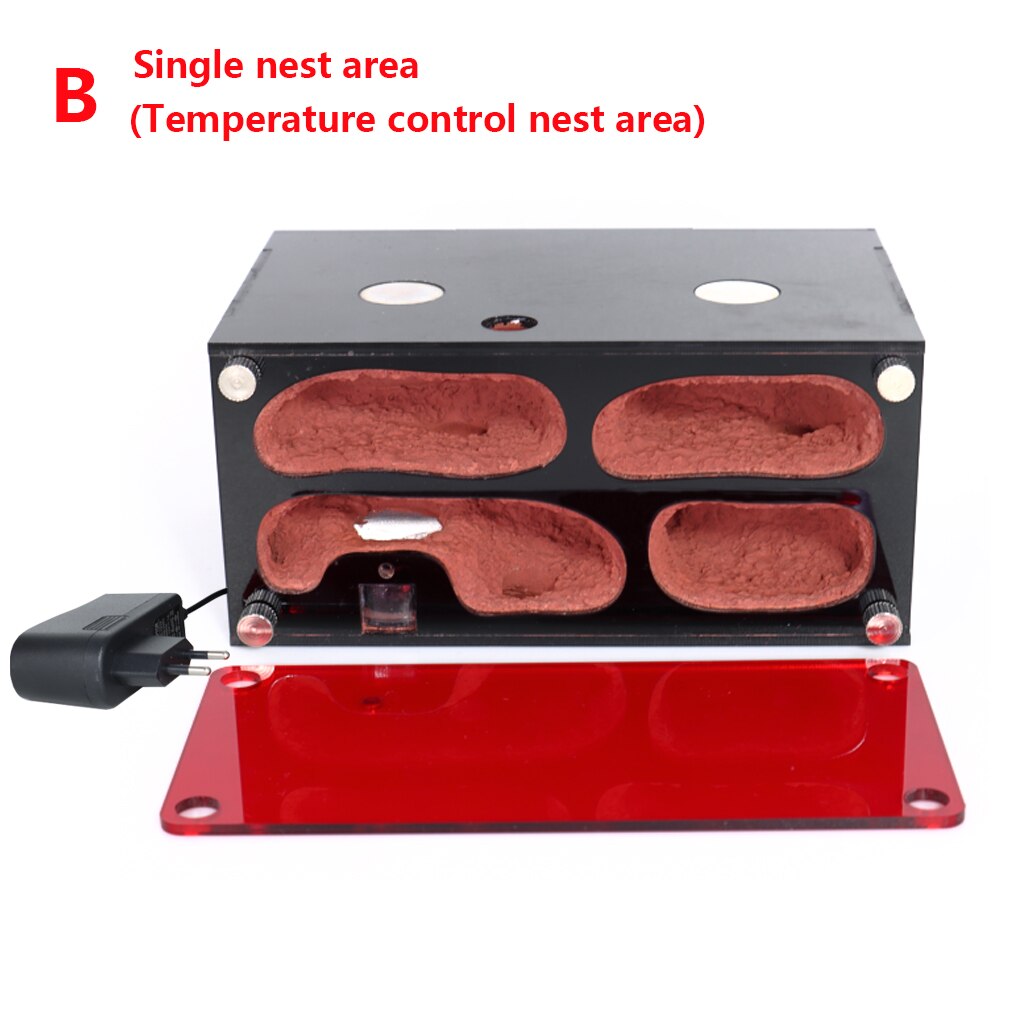 Fourmilière en acrylique avec contrôle de la température, nid de fourmis en béton, Expansion infinie, Kit de fourmilières: Heating nest area  B
