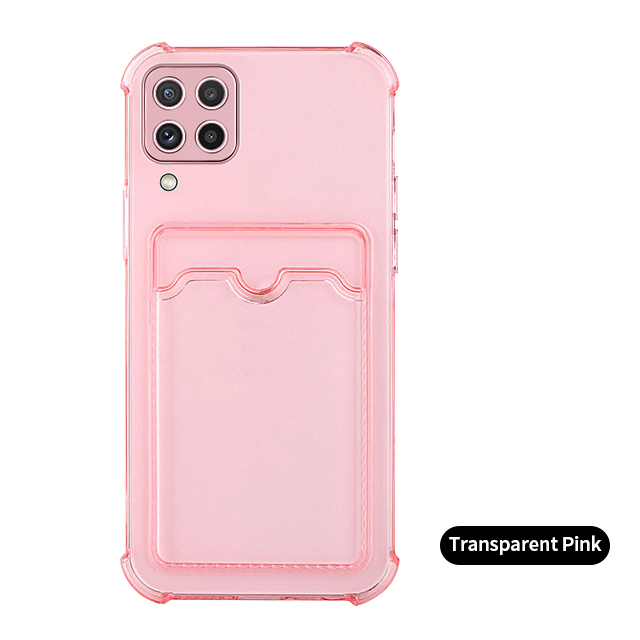 Handyhülle 02 a225f a125f kartenfach für samsung Galaxis  a22 a42 a12 a02, 22  a 12 weicher Stoßstange 42 transparente schutzhülle: A22 / transparent-rosa