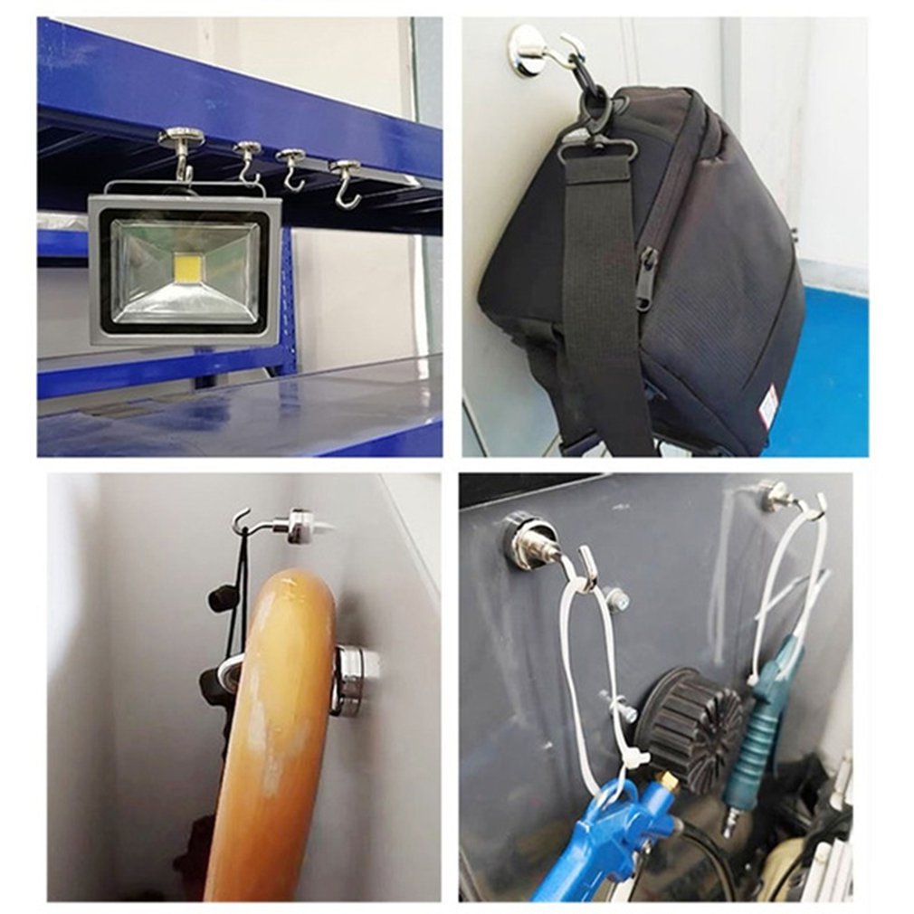 Magnetic Hooks Powerful Magnetic Hook Holder Wall Suction Hook Bracket Hardware Magnetic Tool Silver