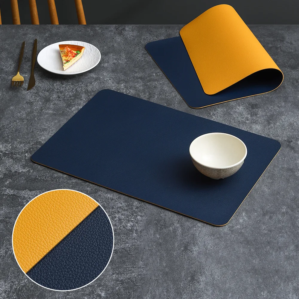 PVC Double-sided Leather Dining Table Mat, Desktop Decoration, Home Dining Plate Mat, Anti Slip Bowl Mat, Thermal Insulation Mat: L / green