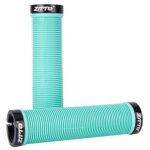 1 par MTB Carretera puños de goma con topes de aluminio para bicicleta Anti-slip Plasti de aleación de aluminio de doble bloqueo apretones de manillar de bicicleta accesorios: Blue