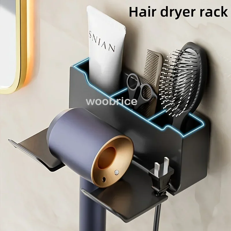 Étagère pour salle de bain sèche-linge, étagères murales, support pour sèche-cheveux, boîte de rangement de douche, support de souffleur de toilette, articles de salle de bain