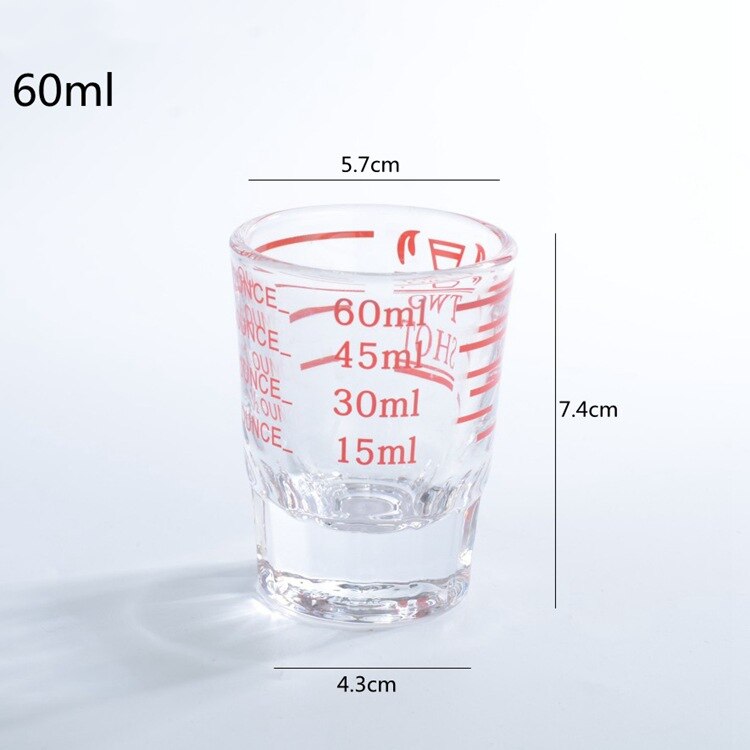 Mini Espresso Koffie Onskop Verdikte Geconcentreerd Geroosterde Kalibratie Dubbele Meet Glas Schaal Mok Tool Levert 30Ml/45ml: Red 60ml