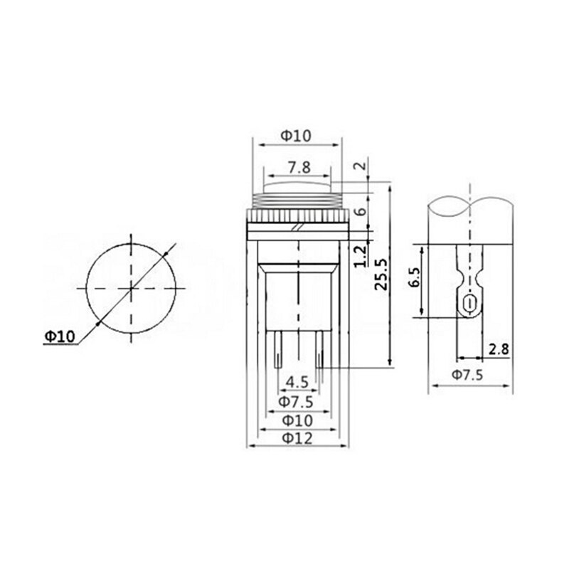 10pcs White Red Green Blue Black Yellow Panel Mount Round Normal Open NO 10mm Momentary OFF-(ON) Push button Switches DS-314